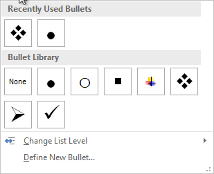 Danh sách dấu đầu dòng Bullets
