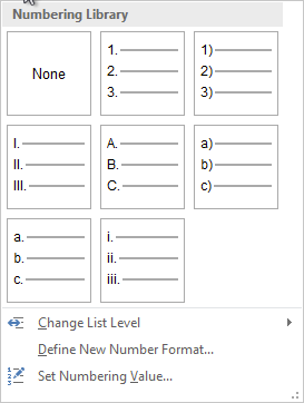 Danh sách có thứ tự Numbering
