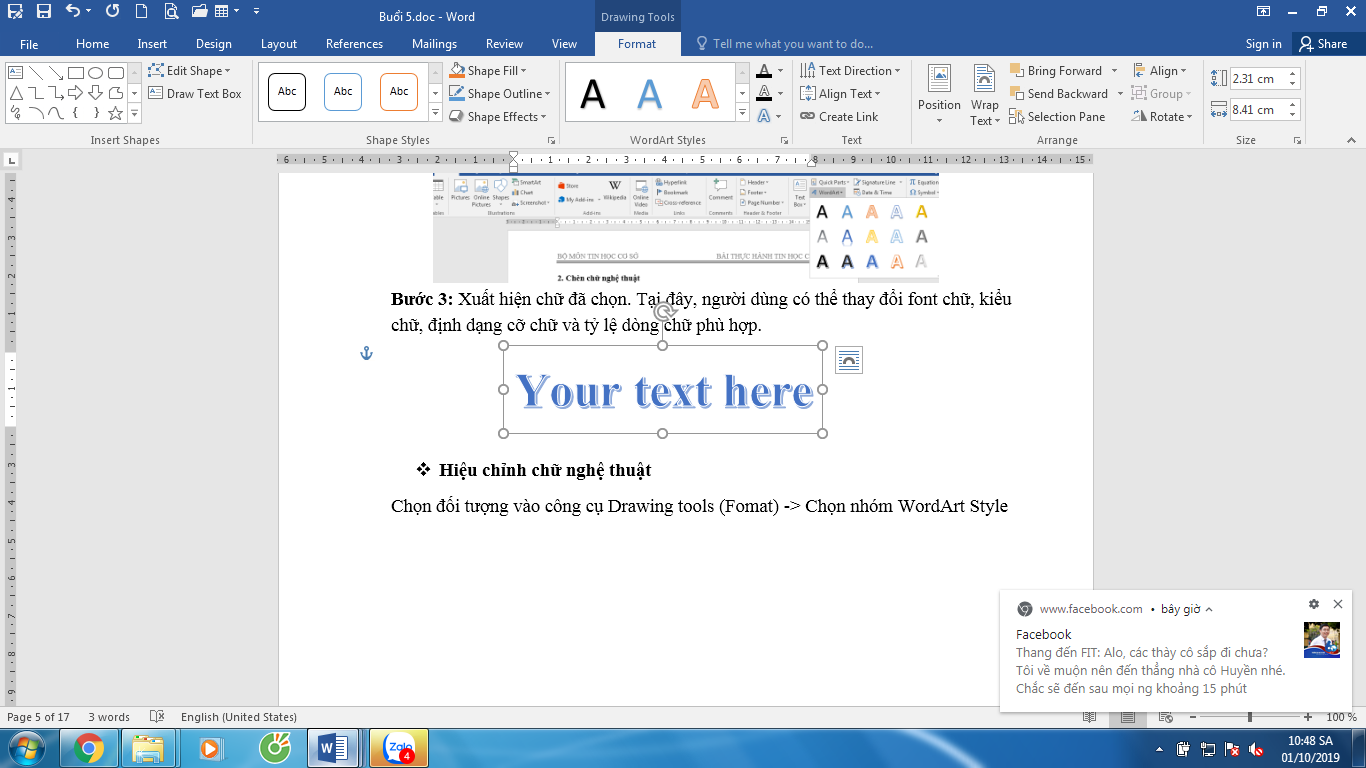 Hiệu chỉnh WordArt Styles