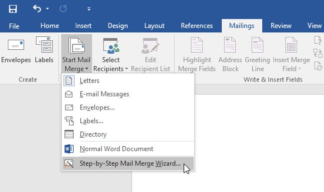 Bắt đầu trộn thư Mail Merge